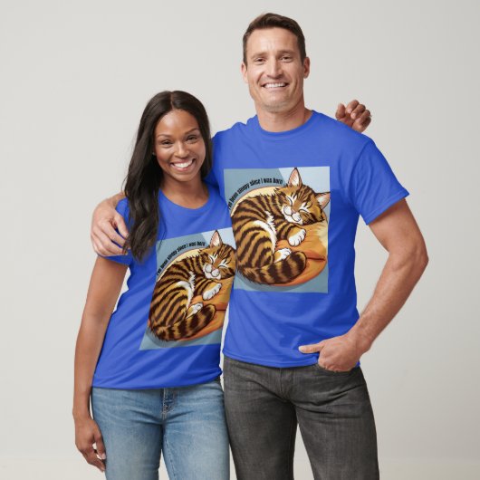 T-shirt bleu chat à motif (Unisexe)