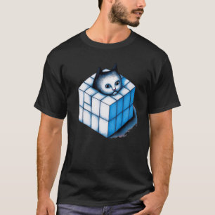 T-shirt Bleu chat art chaton mignon portrait meow kitty ad