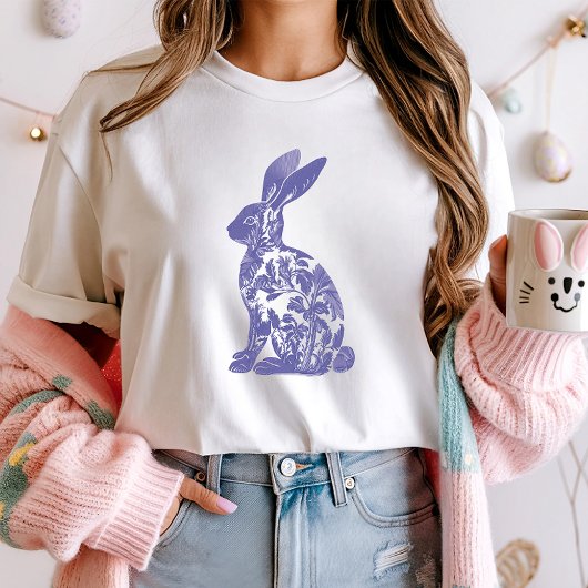 T-shirt Bleu Chic Lapin Silhouette Tee; Lapin Floral