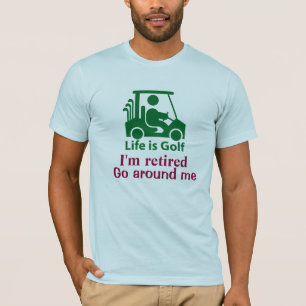 T-shirt bleu-clair de golf de chariot de vert
