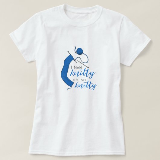 T-shirt Bleu Clair Je Sens Knitty, Oh Tellement Knitty (Design devant)