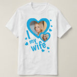 T-shirt Bleu Clair | Personnalisé J'aime ma femme hommes t<br><div class="desc">Créez votre propre chemise bleu clair J'aime ma femme avec deux photos personnalisées et du texte personnalisé. Vous pouvez acheter ce t-shirt pour vous-même, pour impressionner votre femme à Valentines jour, anniversaire ou toute occasion spéciale. Cette chemise peut être un cadeau d'anniversaire de mari frénétique et drôle. Forcez votre mari...</div>
