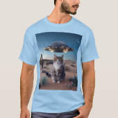 T-shirt bleu clair pour chat OVNI (Devant)