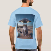 T-shirt bleu clair pour chat OVNI (Dos)