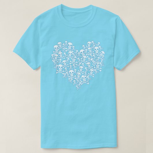 T-shirt bleu coeur crâne (Design devant)