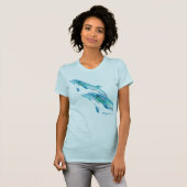 T-shirt bleu de deux dauphins (Devant entier)