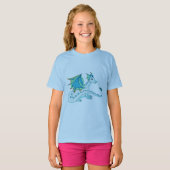 T-shirt bleu de dragon de glace (Devant entier)