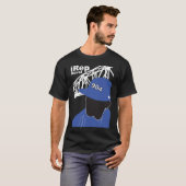 T-shirt bleu de Duval d'iRep sur le noir (Devant entier)
