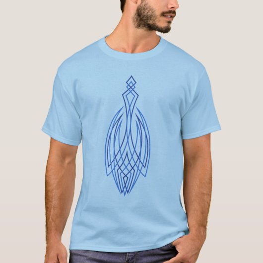 T-shirt bleu de filet de "vase" (Devant)