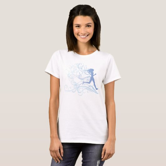 T-shirt Bleu de fille de coureur (Devant entier)