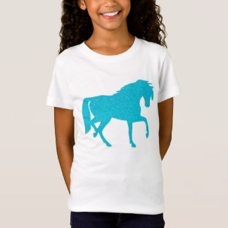 T-shirt bleu de filles de cheval de parties