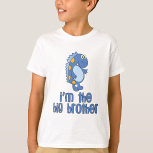 T-shirt bleu de frère de dinosaure