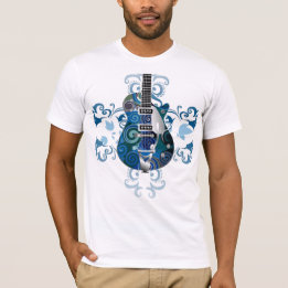 T-shirt bleu de guitare électrique
