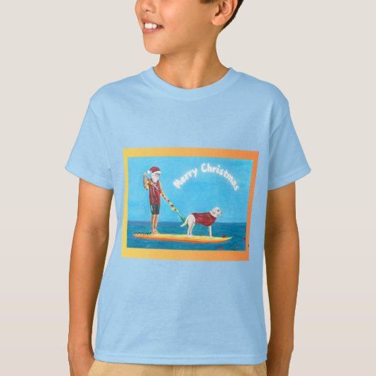 T-shirt bleu de Noël imprimé vif (Devant)