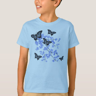 T-shirt bleu de papillon des jeunesse