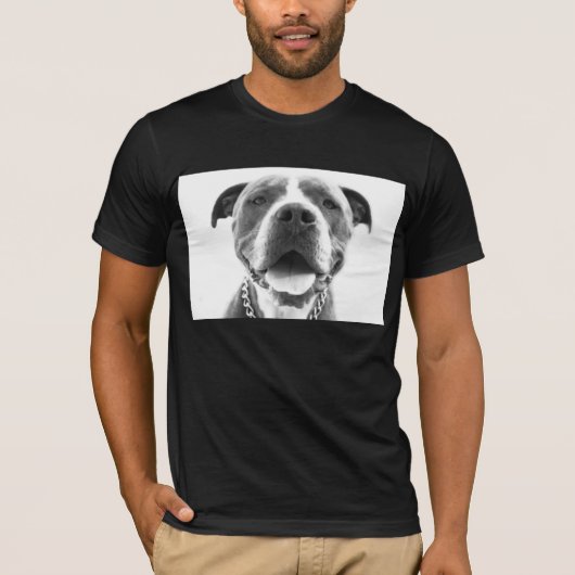 T-shirt bleu de Pitbull de nez (Devant)