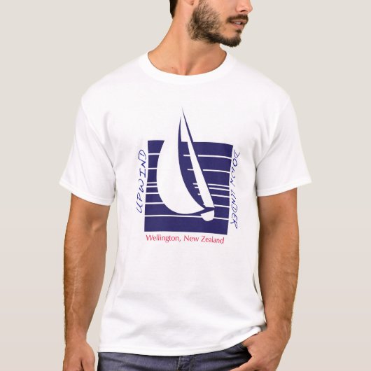 T-shirt bleu de Square_UpDown Wellington de bateau (Devant)