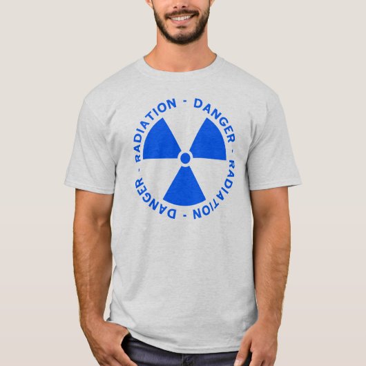 T-shirt bleu de symbole de rayonnement (Devant)