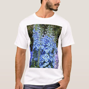 T-shirt Bleu Delphinium Fleurs Florales Jardin Nature