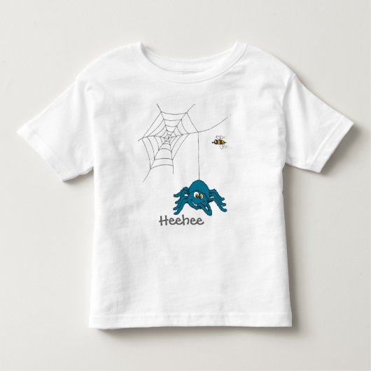 T-shirt bleu d'enfants d'araignée et de mouche (Devant)