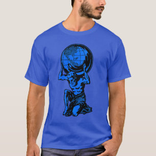 T-shirt bleu d'haltérophilie de mythologie d'atla