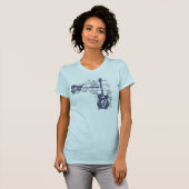 T-shirt Bleu du graphique 2 de guitare (Devant entier)
