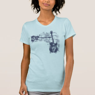 T-shirt Bleu du graphique 2 de guitare