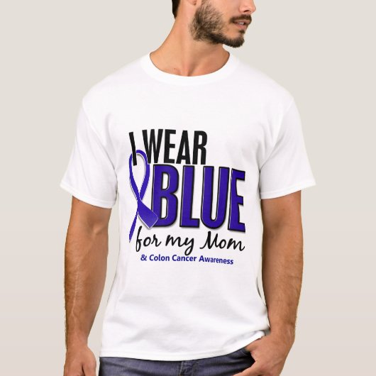 T-shirt Bleu d'usage du cancer du colon I pour ma maman 10 (Devant)
