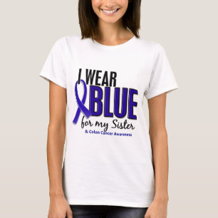 T-shirt Bleu d'usage du cancer du colon I pour ma soeur 10