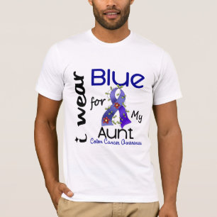T-shirt Bleu d'usage du cancer du colon I pour ma tante 43