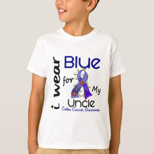 T-shirt Bleu d'usage du cancer du colon I pour mon oncle