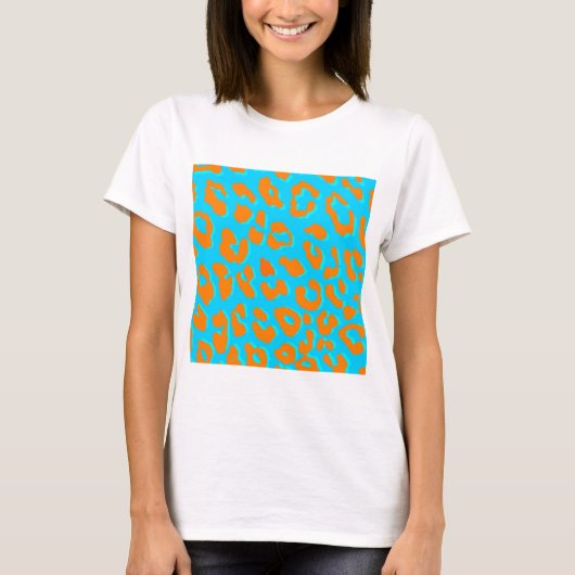T-shirt Bleu Empreinte de léopard (Devant)