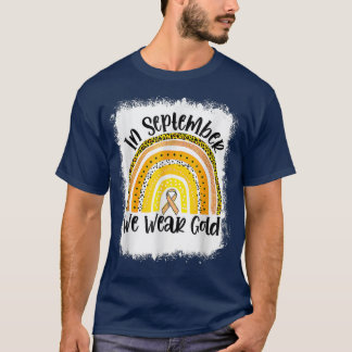 T-shirt Bleu En Septembre Nous Portons Or Rainbow Childho