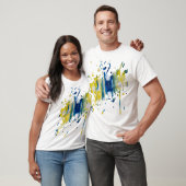 T-shirt Bleu et jaune | œuvre d'art faite main (Unisexe)