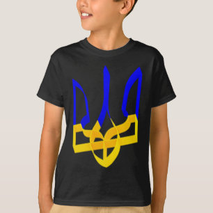 T-shirt Bleu Et Jaune Ukraine Armoiries Gerfaucon Tri