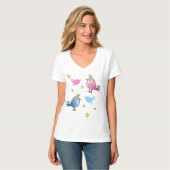 T-shirt bleu et rose d'oiseau (Devant entier)