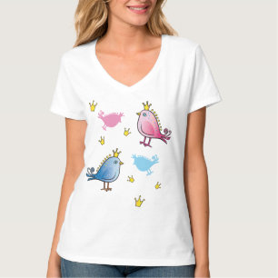 T-shirt bleu et rose d'oiseau