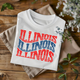 T-shirt bleu et rouge de l'Illinois patriotique