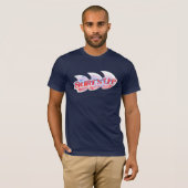 T-shirt bleu et rouge surf pour hommes (Devant entier)