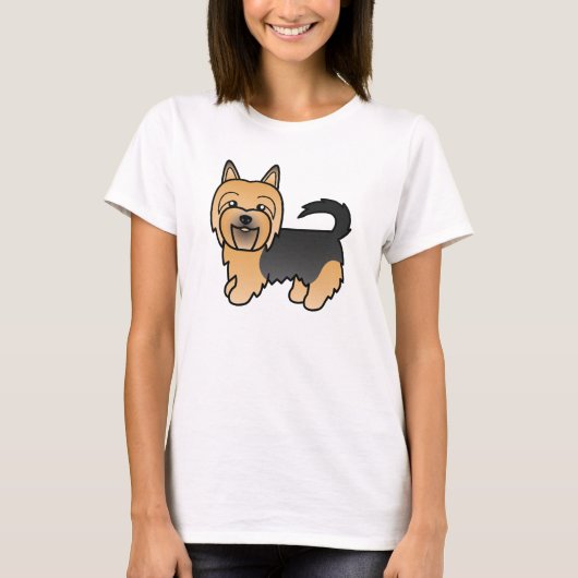 T-shirt Bleu Et Tan Australien Terrier Cute Dessin Chien (Devant)