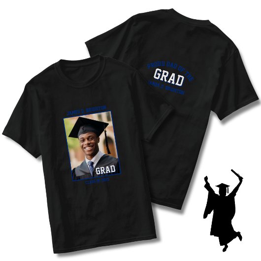T-shirt Bleu Fier Papa Photo Graduation