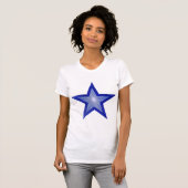 T-shirt bleu foncé étoile femme blanc (Devant entier)