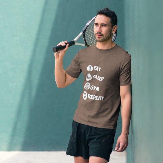 T-shirt Bleu foncé Manger Sleep Gym Icône répétée