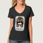 T-shirt Bleu Football Oma Life avec Leopard Messy Bun (Devant)
