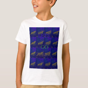 T-shirt Bleu français "Let's Go Zebra" Abstrait