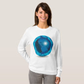 T-shirt Bleu Globe femme manches longues (Devant entier)