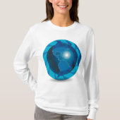 T-shirt Bleu Globe femme manches longues (Devant)