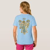 T-shirt bleu Guardian Angel Custom Holiday Art (Dos entier)