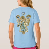 T-shirt bleu Guardian Angel Custom Holiday Art (Dos)