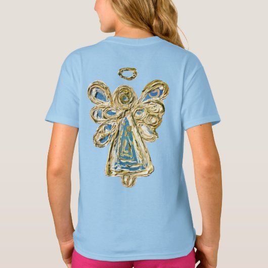T-shirt bleu Guardian Angel Custom Holiday Art (Dos)